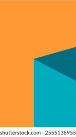  A vibrant abstract background with a sharp corner dividing a bright orange square and a darker teal triangle, creating a dynamic and contrasting visual.