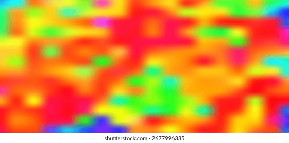 El vibrante fondo abstracto muestra un impresionante mosaico de colores borrosos y difuminados como rojo, naranja, verde, azul y amarillo, creando un efecto visualmente cautivador y dinámico