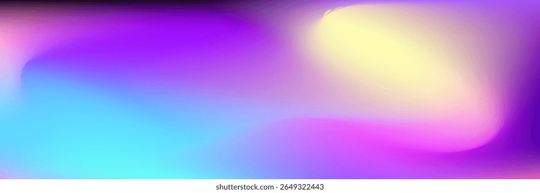 Vibrant abstract background with smooth fluid gradient of purple, blue, pink, and yellow tones. Perfect for modern design, tech banners, wallpapers, or futuristic visual presentations. Vector EPS10.