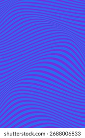 Fondo abstracto vibrante con líneas onduladas suaves en tonos púrpura y rosa. Patrón de ilusión óptica moderna que crea un efecto de flujo 3D. Diseño geométrico fluido de moda para carteles, Fondos de pantalla y dígitos
