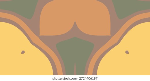 Fondo abstracto vibrante con Formas simétricas en tonos amarillos, naranjas y verdes
