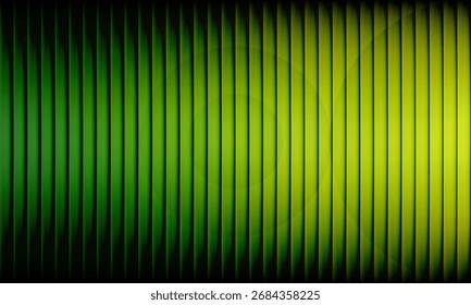 Vibrant abstract background with vertical lines overlapping soft circular light patterns. Fractal glass green to yellow gradient background. Ideal for digital, tech, web, presentation, branding, cover