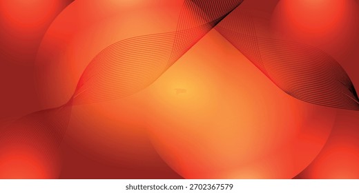A vibrant abstract background with a warm red and orange gradient. Soft, glowing circles and delicate, wavy black lines create a dynamic and modern composition.