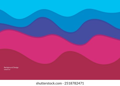 Fundo abstrato vibrante com camadas onduladas em azul, rosa e vermelho. Efeito de gradiente suave, perfeito para projetos criativos, web design ou arte decorativa.