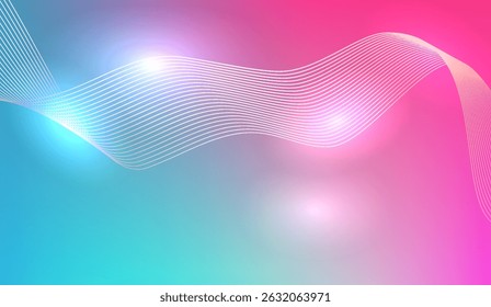 Vibrant Abstract Background with Wavy Lines in Aqua, Pink, and Purple Hues: A Dynamic and Modern Design with Gentle Gradient Transitions and Subtle Light Flares