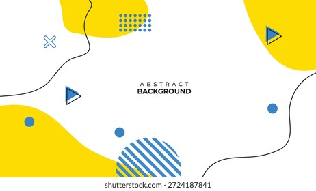 Fundo abstrato vibrante com formas amarelas e padrões geométricos azuis em branco com ilustração vibrante e amarelo e azul e design criativo e estilo moderno