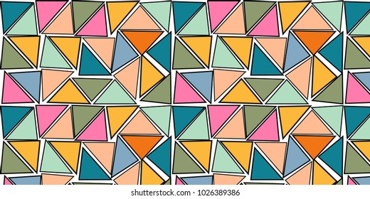 Vibrant Abstract Background,retro style triangle pattern. Randomly colored triangles, slightly moved off