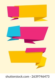 Vibrant abstract banners in geometric style, ideal for social media, ads, websites, or announcements. Fully editable for various purposes.