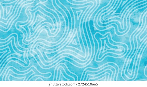 Fundo azul abstrato vibrante com linhas brancas fluindo orgânico e uma textura de aquarela sutil, ideal para arte digital contemporânea e projetos de design gráfico