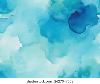 Vibrant abstract blue watercolor splash with varying shades and textures on a clean white background. Artistic and fluid design element.
