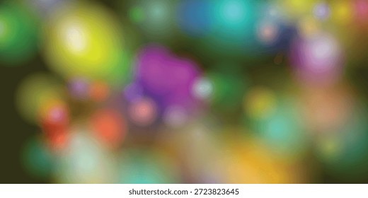 A vibrant and abstract bokeh image featuring a variety of bright colors and blurred, circular shapes. The central focus is a prominent purple hue, surrounded by green, yellow, and other colorful elements creating a dynamic and visually appealing composition.
