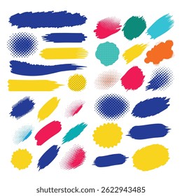 Vibrant abstract brush background with bold halftone vector texture. Ideal for digital art, web design, posters, and creative projects.