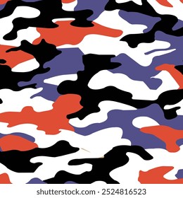Vibrant abstract camouflage pattern with bold colors