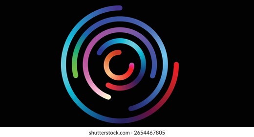 Vibrant Abstract Circular Design with Gradient Colors. A dynamic, colorful abstract design featuring concentric circles with gradient hues.