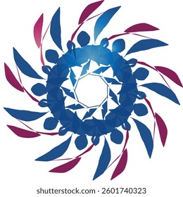 Vibrant abstract circular design with swirling brushstrokes in a spectrum of colors. Mandala