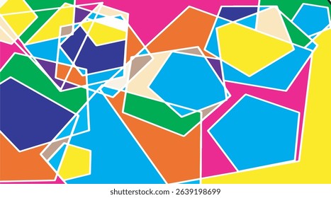 A vibrant abstract composition with colorful geometric shapes