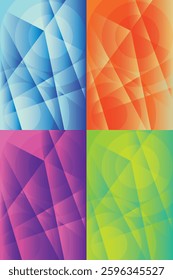 A vibrant abstract composition featuring geometric shapes in a variety of bright colors.