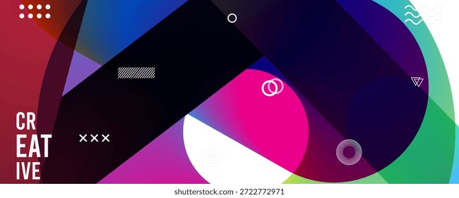 Vibrant abstract composition with geometric shapes and creative design elements