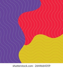 Vibrant Abstract Composition of Interlocking Organic Shapes with Dynamic Wavy Line Textures in Purple, Red, and Golden Hues