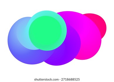 Vibrante composición Abstractas de círculos coloridos superpuestos sobre fondo blanco