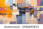 Vibrant Abstract Composition With Warm Yellows, Bold Blues, and Subtle Pinks, Expressing Energy and Depth Through Layered Brushstrokes and a Harmonious Modern Aesthetic