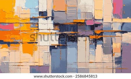 Vibrant Abstract Composition With Warm Yellows, Bold Blues, and Subtle Pinks, Expressing Energy and Depth Through Layered Brushstrokes and a Harmonious Modern Aesthetic