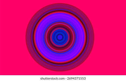Vibrant, abstract, concentric oval shapes in shades of blue and purple against a bright pink background. Psychedelic, digital art.
