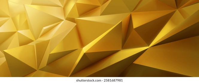 Vibrant abstract crystal background featuring a mosaic of interconnected yellow shapes, creating a dynamic, geometric pattern with varying shades and depth.