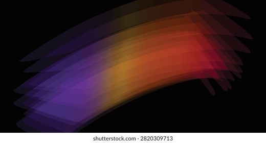 vibrant abstract curved shapes in smooth gradient from purple to orange to red on deep black background artistic design for creative use
