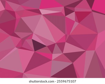 a vibrant abstract design composed of various shades of pink and red polygons.