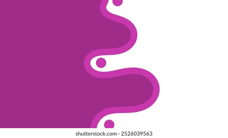 vibrant abstract design with a curvy magenta pattern on the left side, contrasting with a clean white background. The wavy lines create a dynamic, modern, and playful visual effect.