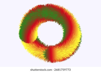 A vibrant, abstract design featuring a dynamic, wavy shape with sharp, jagged peaks. The shape has a gradient from a bright red to orange and is set against a solid orange background.