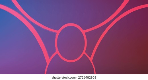 Vibrant abstract design featuring glowing neon pink lines forming organic shapes against a smooth gradient background transitioning from blue to purple, creating a futuristic and dynamic visual.