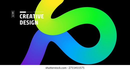 Diseño abstracto vibrante con Formas de gradiente fluidas y suaves en amarillo, verde, azul y púrpura sobre un fondo negro. Gráficos modernos para proyectos creativos y medios digitales.