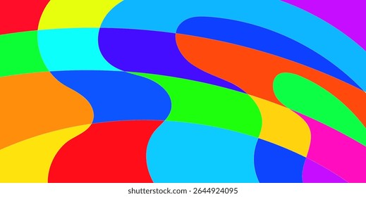 Diseño abstracto vibrante con Formas fluidas y superpuestas de varios colores brillantes