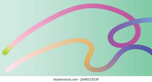 Vibrant Abstract Design with Intertwined Colorful Lines. A dynamic abstract image featuring intertwining, flowing lines in a spectrum of vibrant colors (pink, purple, blue, and light beige) against a 