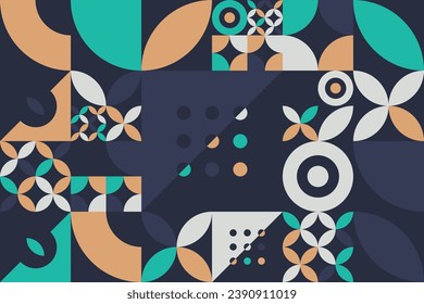 Diseño abstracto y vibrante con una mezcla de formas geométricas en un estilo inspirado en Bauhaus y Escandinavia, perfecto para tapizados modernos y modernos o con un fondo creativo y minimalista