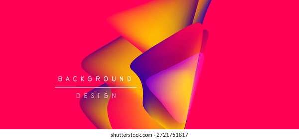 Design abstrato vibrante. Formas sobrepostas mesclam tons de laranja, roxo e rosa. O texto lê o design do plano de fundo. Moderna estética, cores arrojadas.