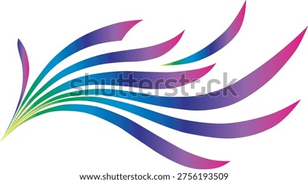 A vibrant abstract design of swirling gradient leaves and brushstrokes in motion