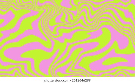 Vibrant abstract design with wavy lines in neon pink and green. The dynamic, flowing pattern creates an engaging optical illusion, ideal for modern art and stylish decor applications.
