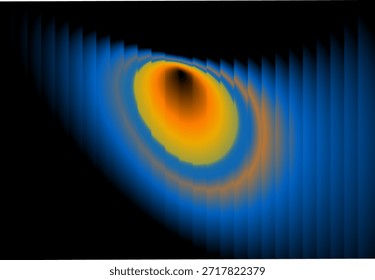 Vibrant abstract design with yellow, orange, and blue rings on transparent background