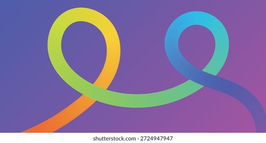 Arte digital abstracto vibrante que presenta una cinta continua en bucle 3D con un degradado azul, verde y púrpura suave. Ideal para presentaciones de tecnología, fondos App y proyectos de diseño futurista.