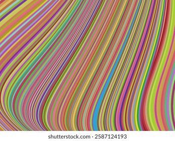 A vibrant abstract digital artwork featuring multicolored curved lines in various hues, creating a dynamic sense of motion and depth.