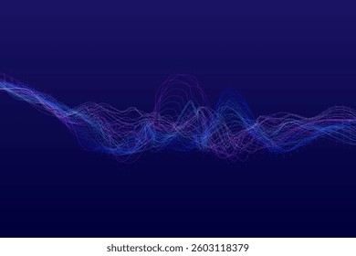 Vibrant abstract digital wave background features flowing wave patterns and scattered data points in a futuristic technology-inspired design.