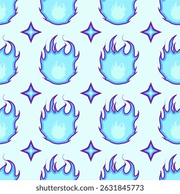 Vibrant abstract flame background, Modern illustration of a stylized blue flame,blue fire pattern background