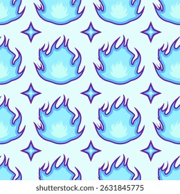 Vibrant abstract flame background, Modern illustration of a stylized blue flame,blue fire pattern background