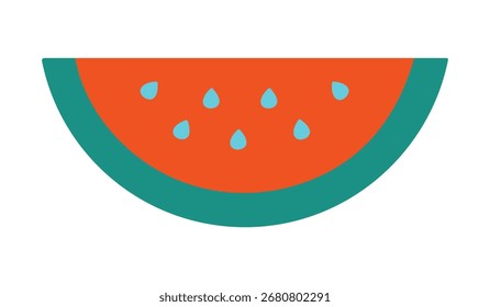 Um ícone plano vibrante e abstrato de uma fatia de melancia. Este gráfico moderno e colorido é perfeito para temas de verão, festas e conceitos de comida saudável. Isolado em um fundo branco.
