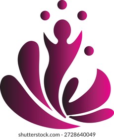 Un diseño floral abstracto vibrante que presenta una silueta estilizada de una mujer con círculos flotantes sobre fondo transparente profesional de alta calidad