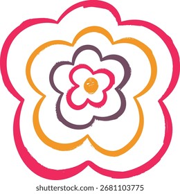 Un patrón floral abstracto vibrante con una explosión que se asemeja a los fuegos artificiales en un estilo dinámico. La Imagen muestra un motivo floral animado con un efecto radiante y líneas energéticas. Vector de dibujos animados ilustrati