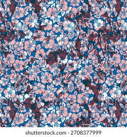 Patrón floral abstracto vibrante con Formas orgánicas que fluyen, texturas en capas y colores armoniosos, diseñado para la impresión de telas modernas y adecuado para la decoración de la moda o el hogar.
